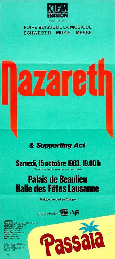 Palais de Beaulieu, Lausanne, Switzerland ticket 15.10.83