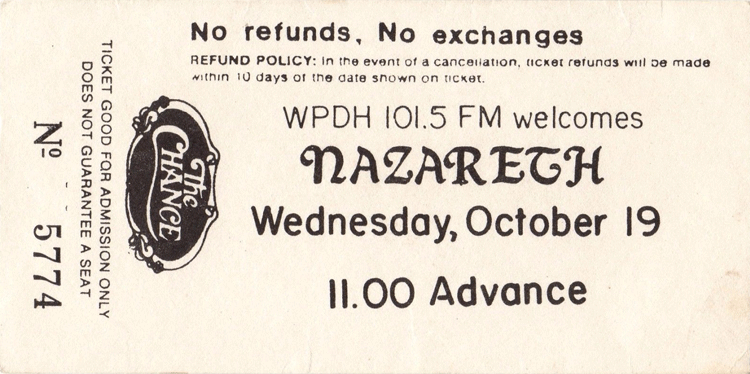 The Chance, Quebec City, Canada ticket 19.10.83