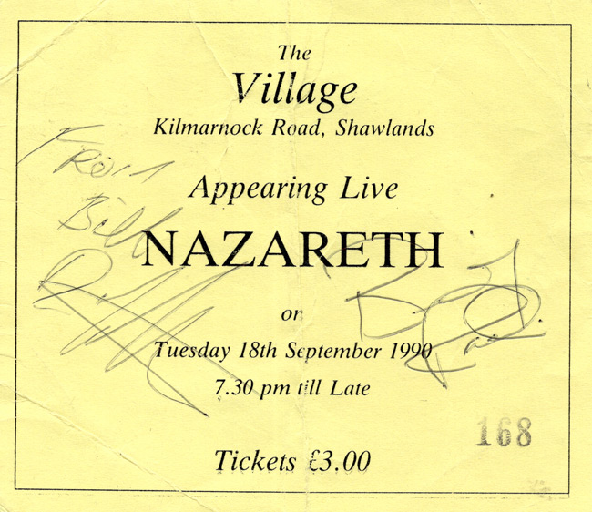 The Village, Shawlands, Glasgow ticket 18.9.90