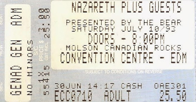Convention Centre, Edmonton ticket 10.7.93