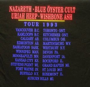 Total Recall North American tour t-shirt rear 11/12.93