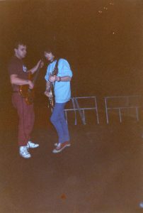 Billy with guitar tech Tam Sinclair Russia February 91