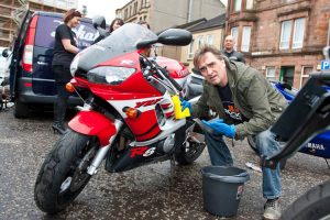 Triumph Glasgow Rock Radio charity bike wash 10