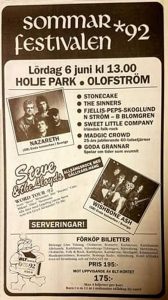 Sweden Rock Festival, Olofström,, Sweden advert 6.6.92